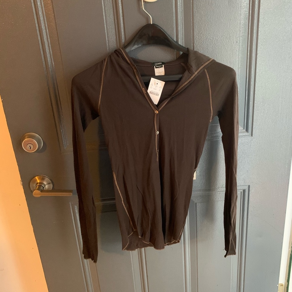 J.Crew Long Sleeve Brown Hooded Sweater- XS